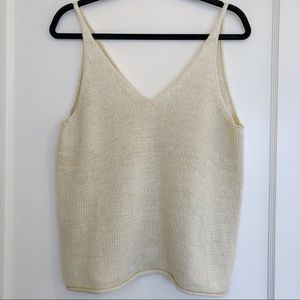 Cream Knit Tank Top, Unlined